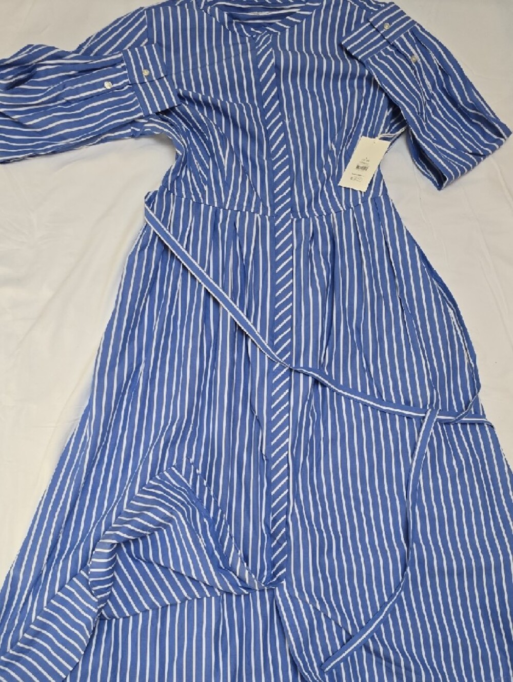 The Drop Blue and White Striped Midi Shirt Dress - Picture 8 of 12